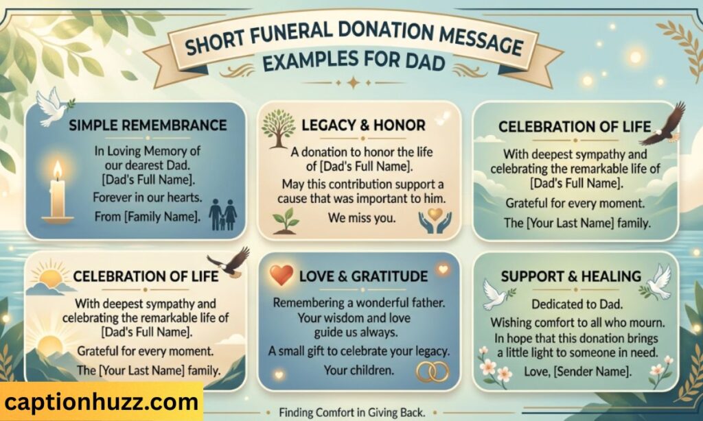 short funeral donation message examples for dad